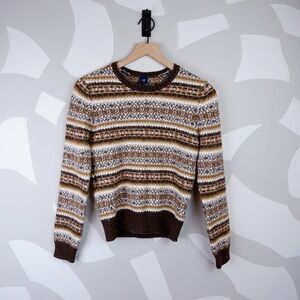 Gap Brown Fair Isle Wool Blend Cottage Core Sweater | M